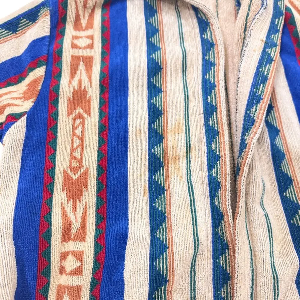 Vintage Monarch Hooded Terry Cloth Bath Robe Southwest Cotton USA Size M 18x26